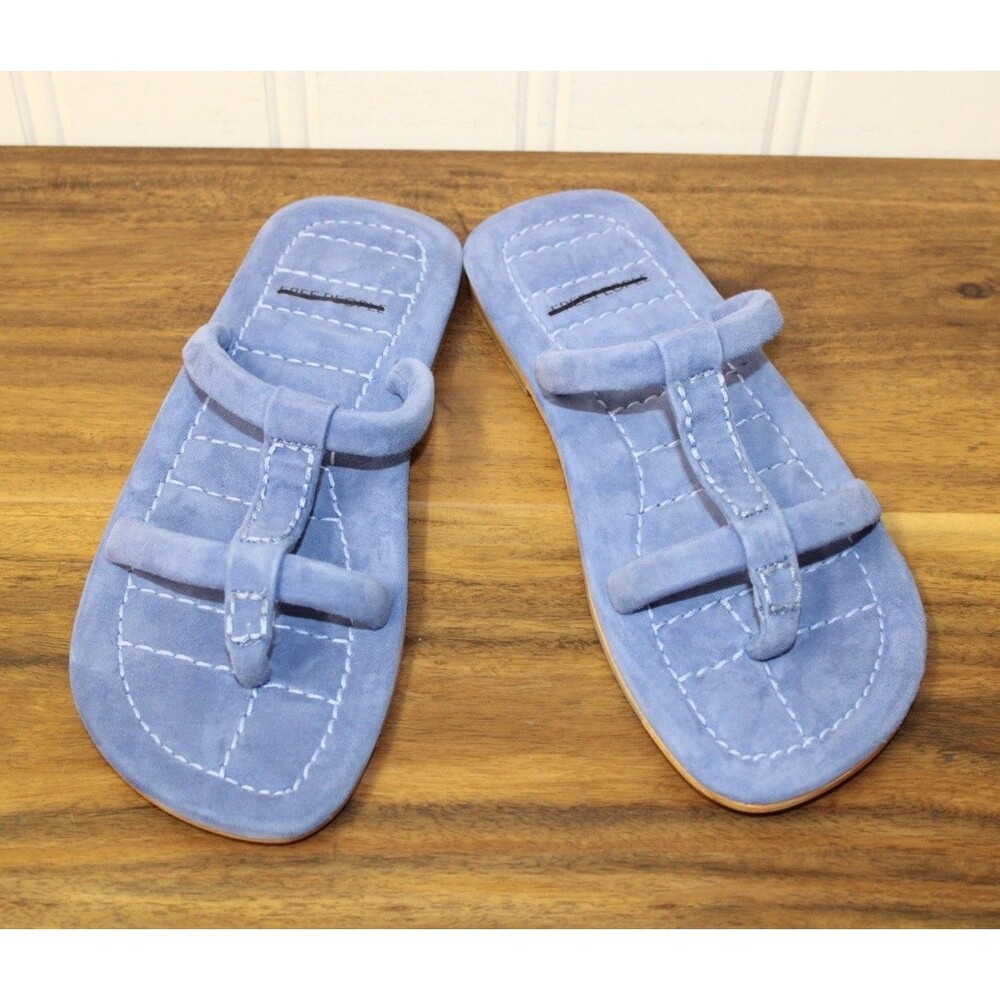 Free People Hadden‎ Suede Slide Sandal Color Blue Boho Minimalist Casual Size 8 - Picture 3 of 6